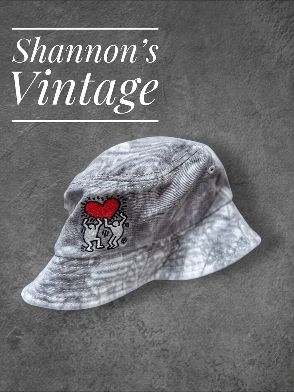 H&M Keith Haring Heart Tie Dye Logo Bucket Hat